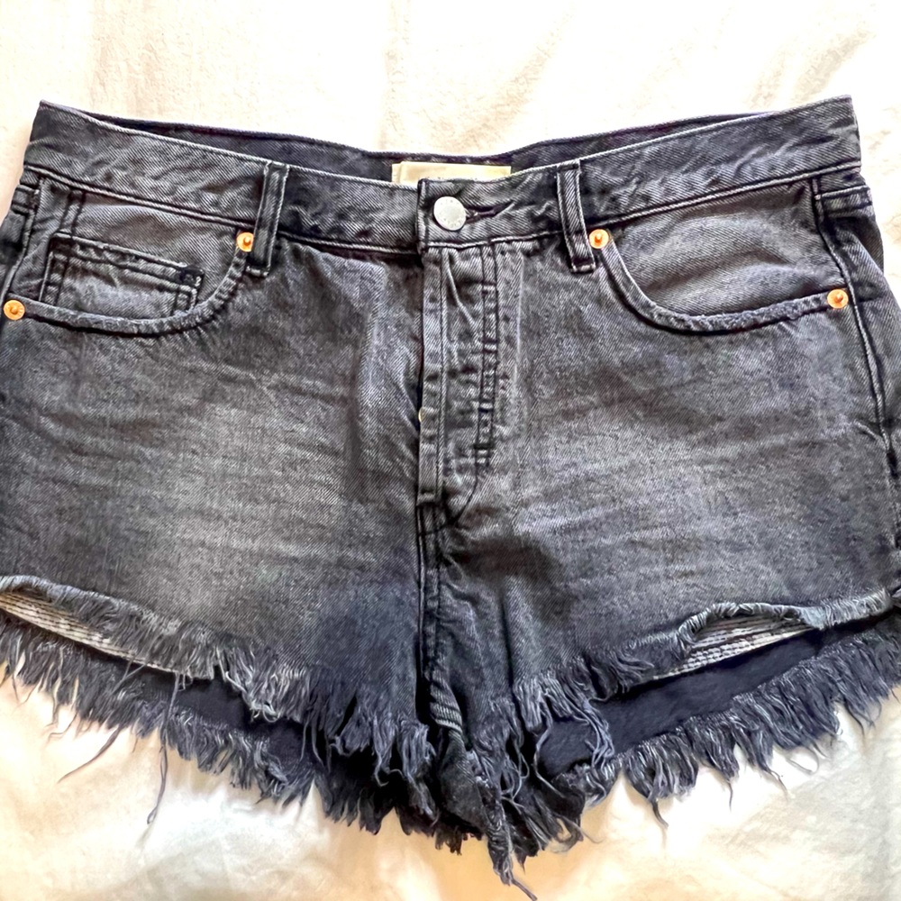 Free People black denim cutoff short